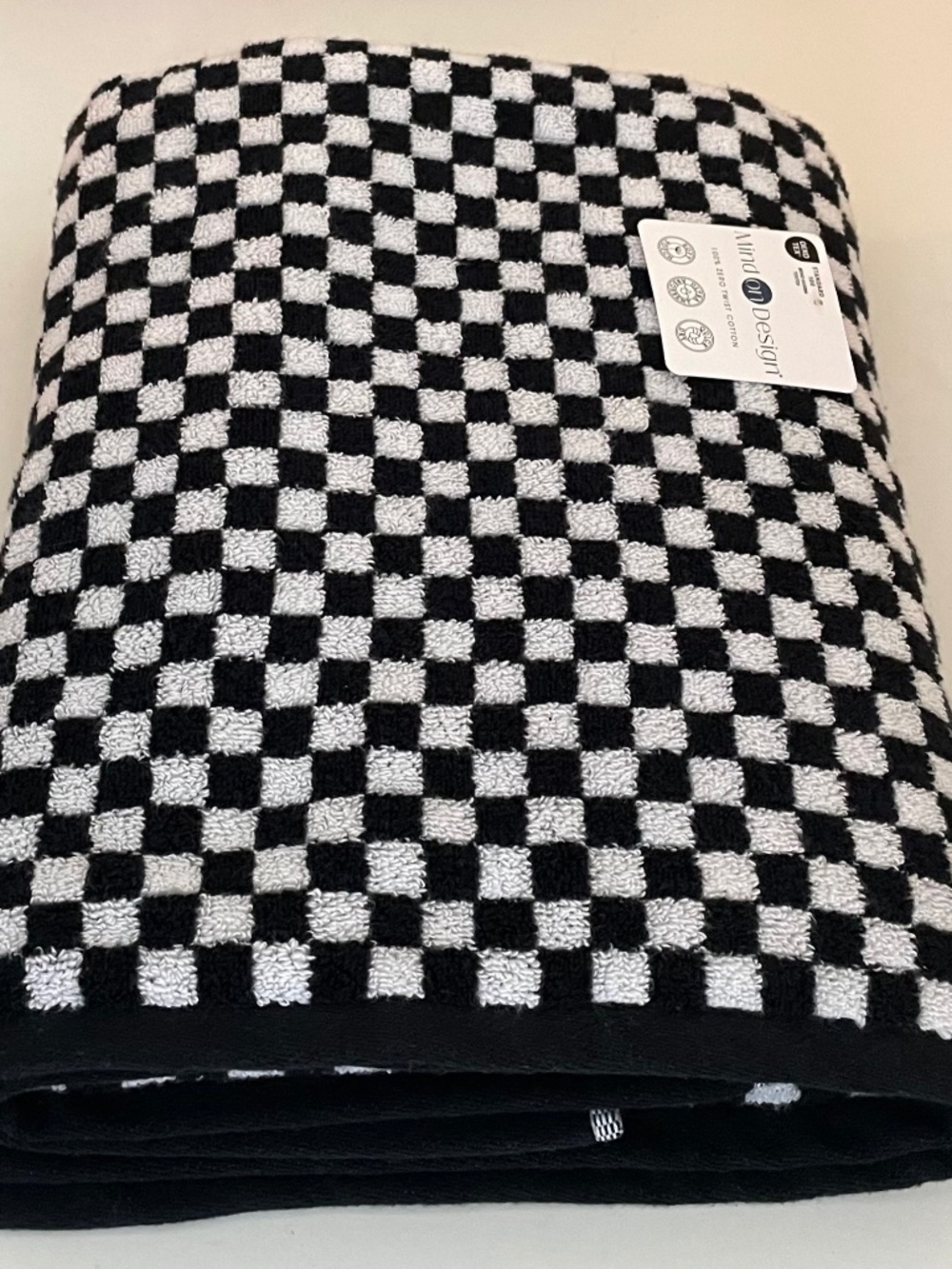 Mind On Design Black + White MacKenzie-Childs Courtly Check Inspired Bath Towel